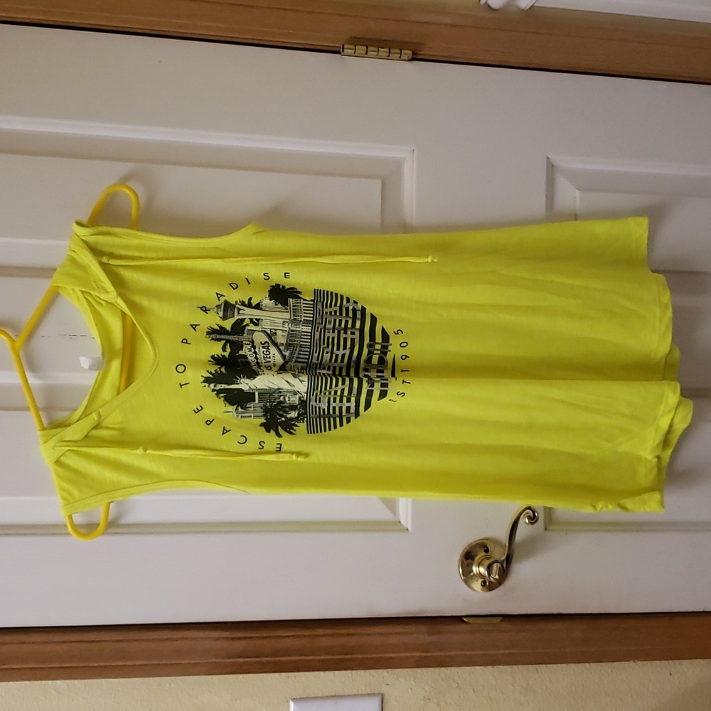 Reserved bright yellow hooded shirt or dress